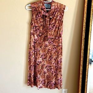 PRADA Slinky Floral Sleeveless Tie Front Dress